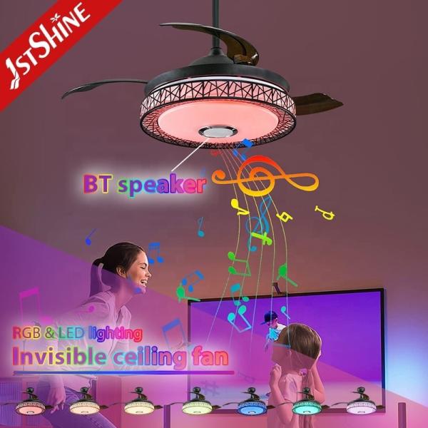 Ventilador de teto de música LED multifuncional de 42 polegadas com alto-falante Hifi e luz disco RGB