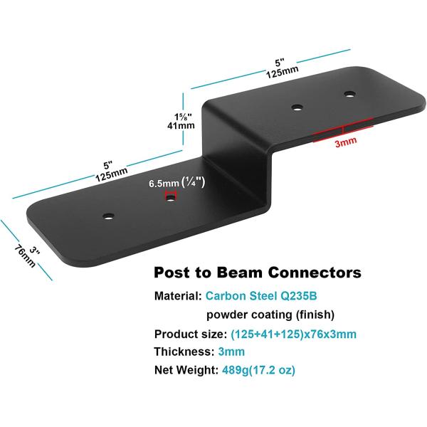 125 * 76 мм тяжелая сталь Черный Z-братс Поддержка балки для фиксации деревянной рамы на открытом воздухе