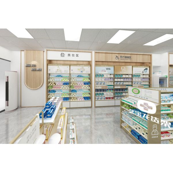10-YMQSS001 Branding Pharmacy Interior Fashion-Forward Display Case Glass for Pharmacy Store Decoration