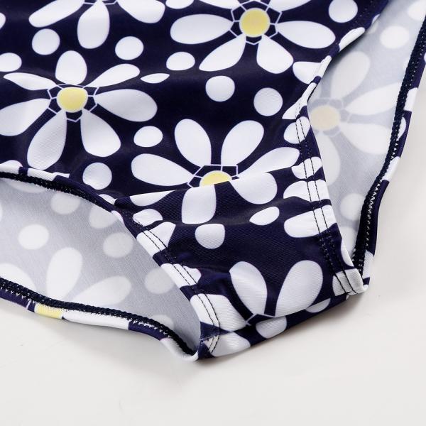 Kid's Navy flower print one shoulder swimwear one piece swimsuit