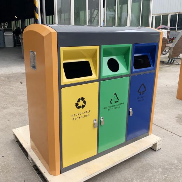 Powder Coating 3 Compartments 30L Metal Recycling Bin