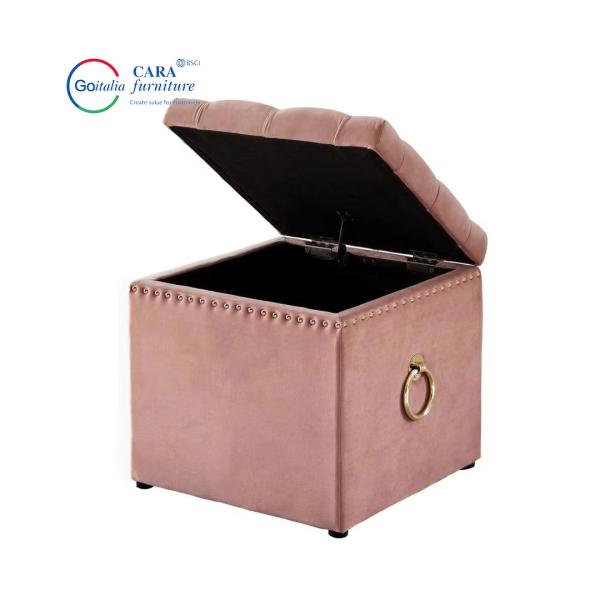 BB2005 Ready To Ship Home Bedroom Fabric Stool Storage Pink Sofa Stool Square Ottomans