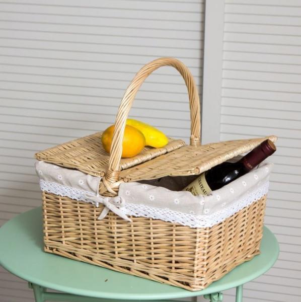 Handmade Natural Willow Wicker Picnic Basket Cheap Lunch Bags Hot sale products Outdoor Lunch Basket