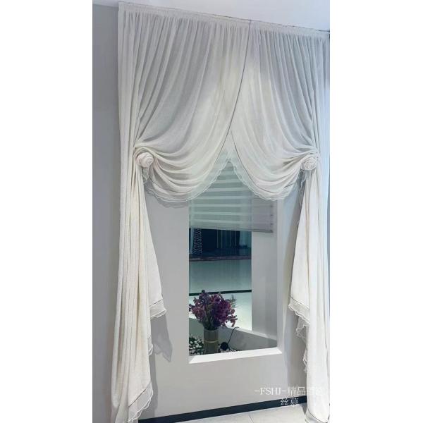 Hollowed White Cotton Lace Embroidery Muslin Curtains Blackout Window Hotels Hospitals