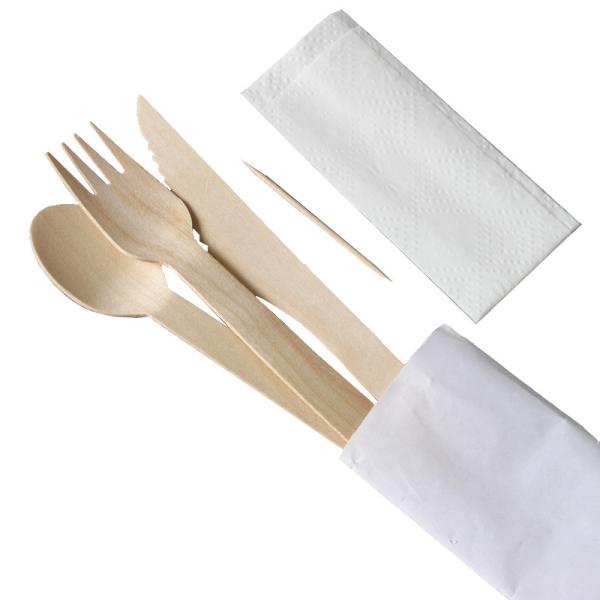 6.3-6.5 Biodegradable Cutlery Kits Durable Environmentally Friendly