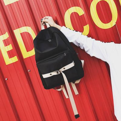 Korean version of the pure color contrast color backpack fashion personality bags large capacity waterproof backpack