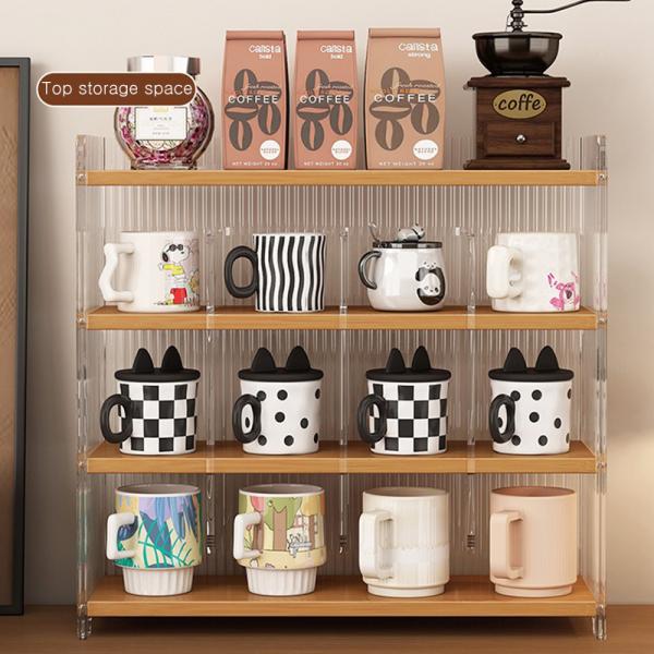 Acrylic Desktop Water Bottle Organizer Storage Rack Kitchen Office Cup Mug Mini Condiment Shelves