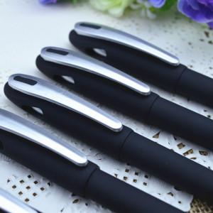 Gel pen,Promotional gel-ink pen with cap, Black rubber gel-ink pen