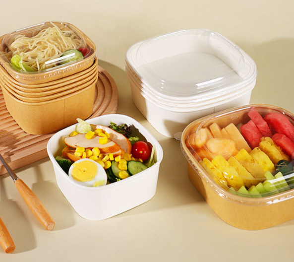Thickened Leak Proof Kraft Paper Meal Box Eco Friendly Disposable Food Container Takeout Picnic