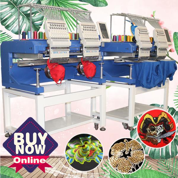 Much cheaper than zsk/tajima embroidery machine price HO1502H 400*450mm cap t-shirt flat 3d 2 head embroidery machine fo