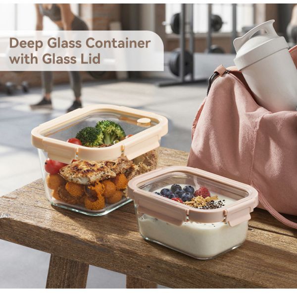 IKOO Large Capacity Airtight Glass Food Storage Container with BPA Free High Borosilicate Glass Lid