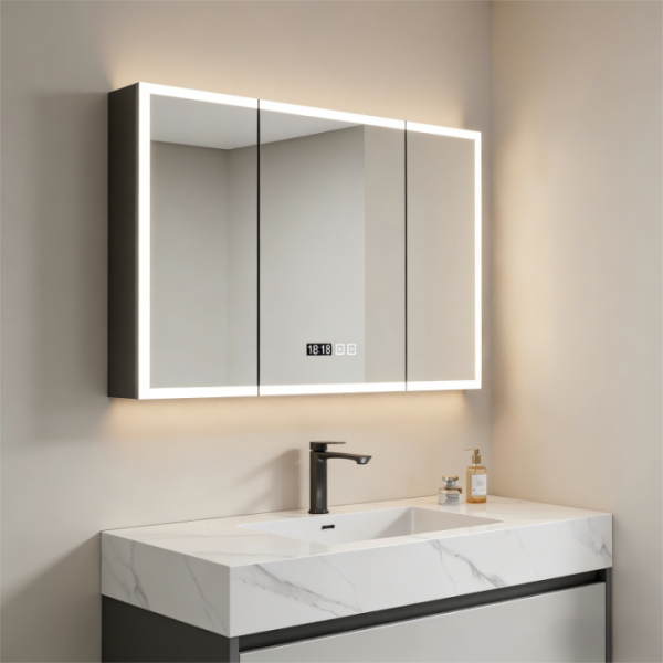 Kingstin Modern Smart Bathroom Mirror, Storage Cabinet with LED Lighting & Anti-Fog Function (Custom Size)