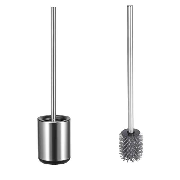 Bathroom Round TPR Toilet Bowl Cleaning Brush With Holder Free Standing