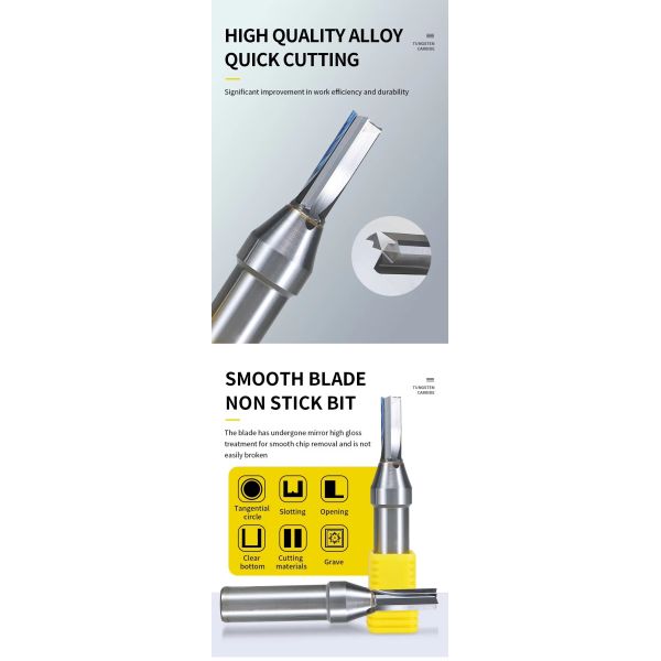 HardBar TCT 3 Flutes Straight Bits Wood Milling Cutter Solid Carbide HRC55/60 for MDF Plywood Chipboard CNC Machine