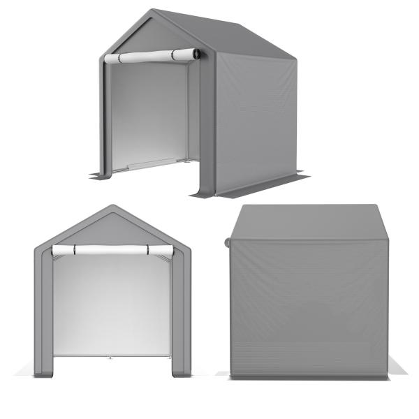 PE Fabric Roof Cover AJUNION 6.2x5.6ft Outdoor Storage Tent Metal Garden Bike Shed for Tools Firewood