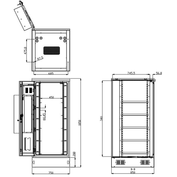 термостатические приложения шкафа 19 дюймов 34U изолировали приложение базовой станции телекоммуникаций