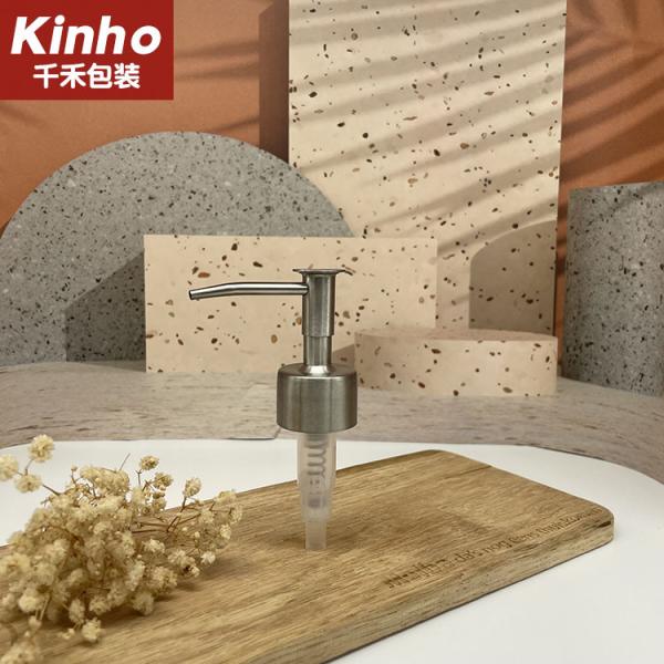 Flat Top Stainless Steel Soap And Lotion Dispenser Pumps Round Press Cap