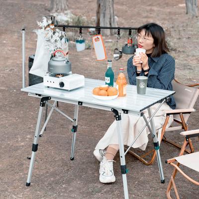Metal 90CM Aluminum Fold Up Table Garden Portable Wooden Folding Picnic
