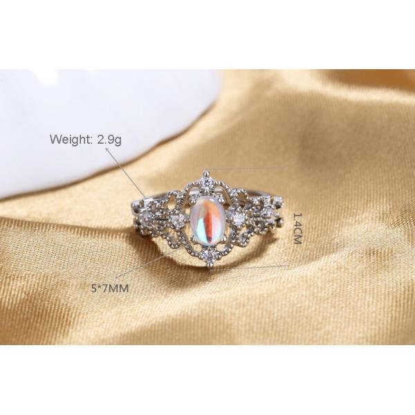 Adjustable Moonstone Personalized Silver Ring Nickel Free