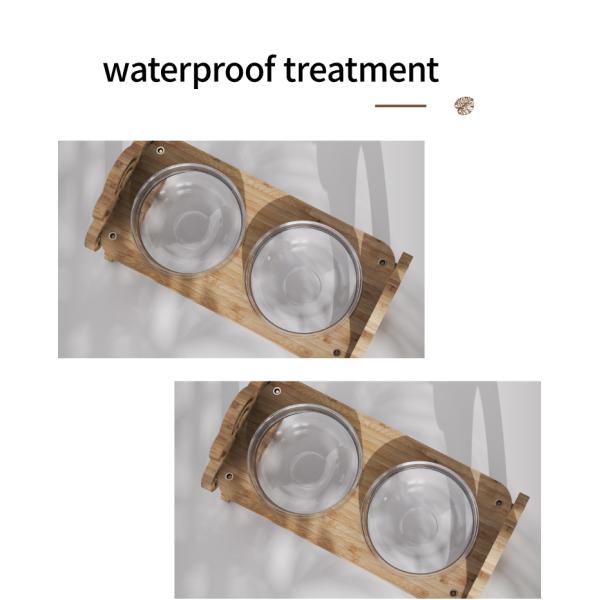 Commercial Buyer E-commerce Stores Elevated Wood Pets Feeder Holder with 2 Glass Bowls
