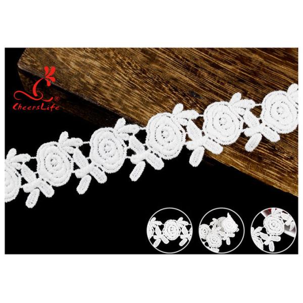 Вышитая лента шнурка хлопка гипюра цветка белая для одежд моды