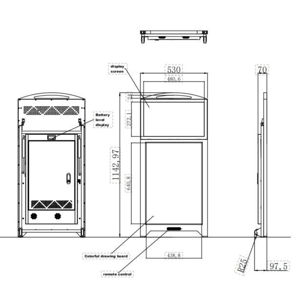 Floor Standing Android Digital Advertising Display 21.5 Inch with LED Fluorescent Writing Board