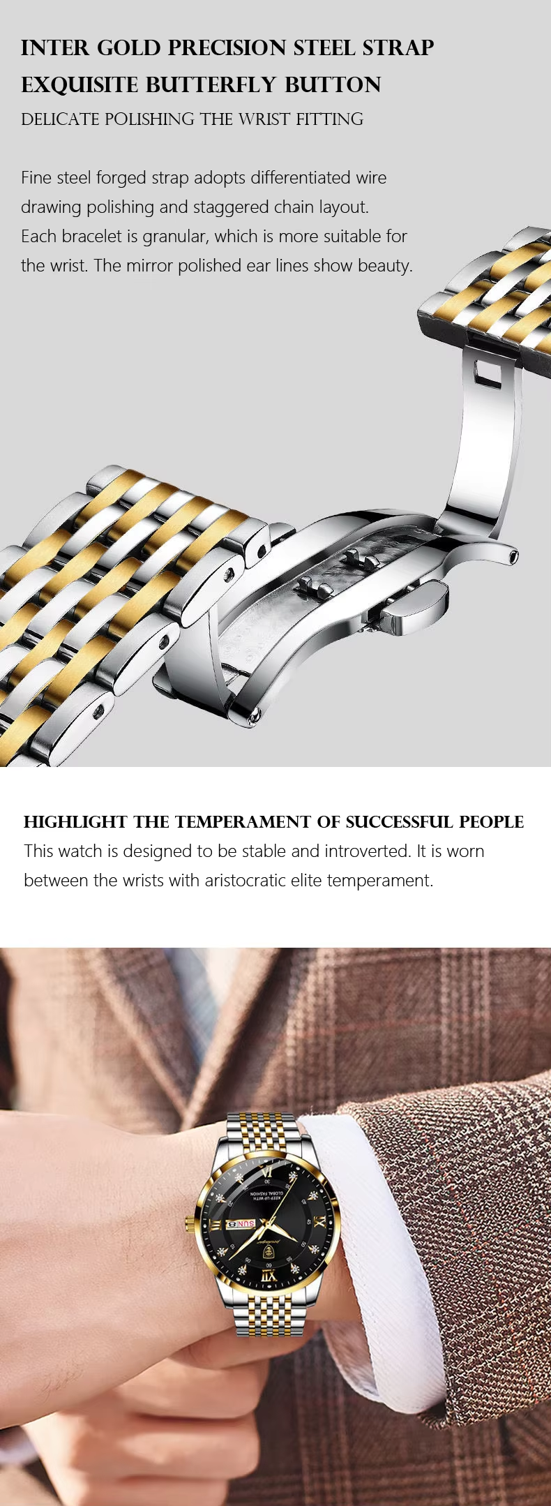 Waterproof Men's Quartz Watch · Stainless Steel Bracelet | OEM Wholesale Support - SHX