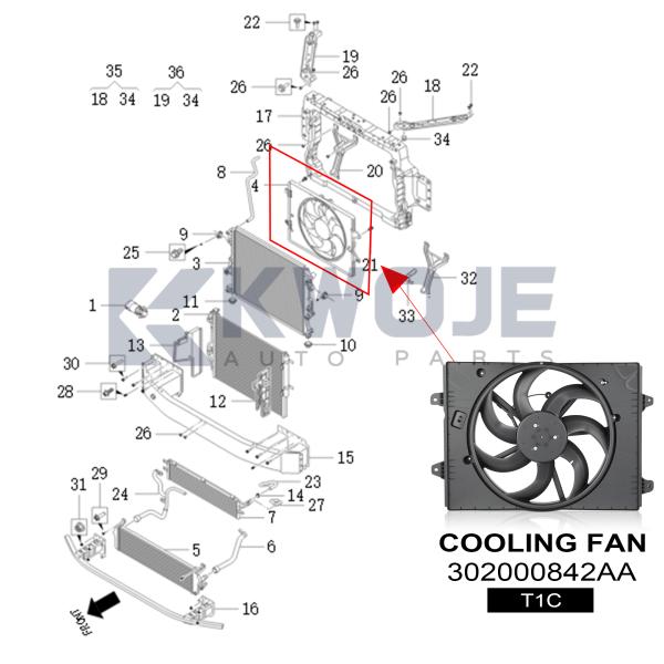 302000842AA Radiator Cooling Fan Assembly For Chery Auto Spare Parts Exeed LX T1C