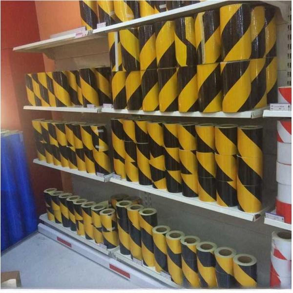 Black Yellow Adhesive PVC Reflective Tape Sticker 50MM Width 1-3 Years Lifespan CN FUJ