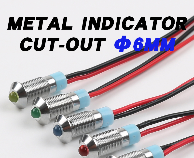 HongYe HY-6MM-DDZ High Brightness 6MM LED Metal Indicator Light IP65 Waterproof Industrial Use Signal Panel Lamp 6V 12V 220V