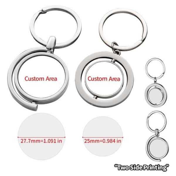 Personalized Rotary Photo Keychain Double Sided 360 Rotating Sublimation Blanks Metal Key Chain  Keyring