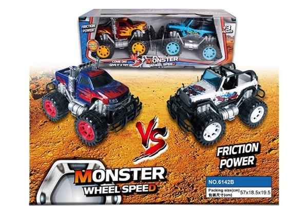 Kids 2 In 1 Friction Powered Toys Jeep Pickup Truck With Big Wheel Multicolor