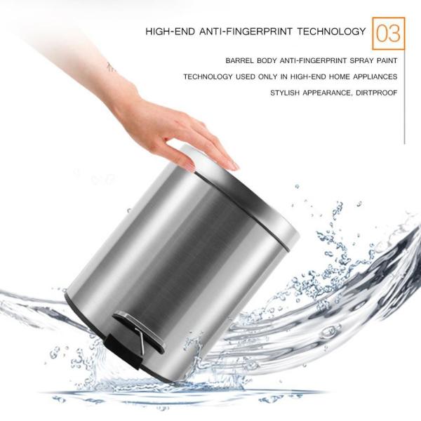 Household Kitchen Indoor Living Room Round Storage Bucket with Lid Stainless Steel Pedal Bucket