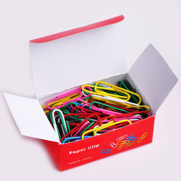 Factory Price 100pcs 33mm Colorful Plastic Coated Paper Clips