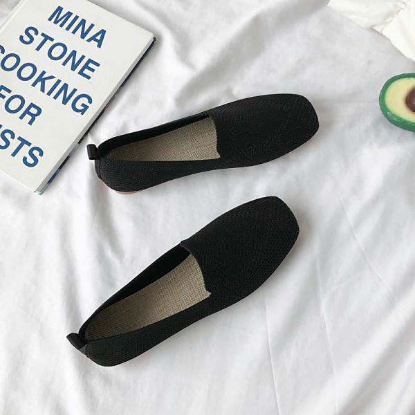 Wholesale Solid Color Thin Section Breathable Flat Shoes Women's New Soft Sole Woven Shoes