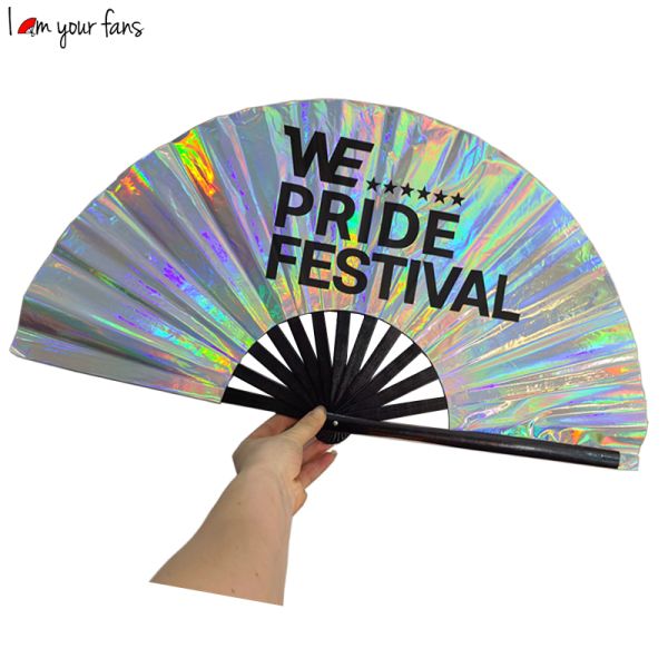 33Cm Bamboo Crafts Large Rave Hand Fan for Raves Halloween Burlesque Women & Festival Accessories