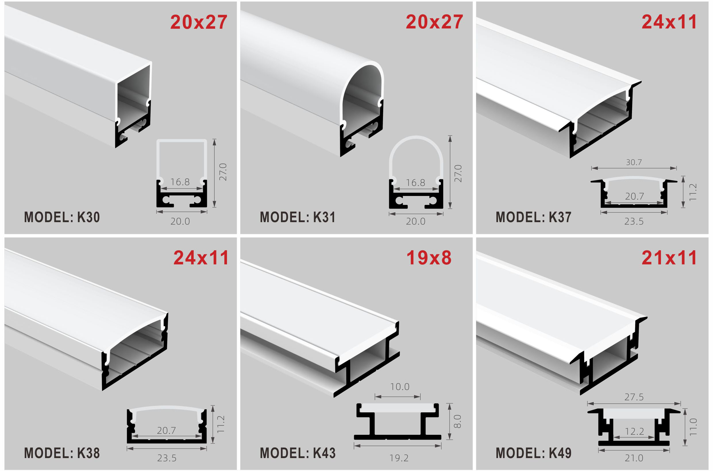Recessed LED Profile with 6063-T5 Aluminum Alloy and Anodized Surface for Inground Installation