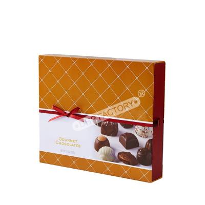Luxury Chocolate Truffle Box Packaging Chocolate Drawer Box With Ribbon Decoration