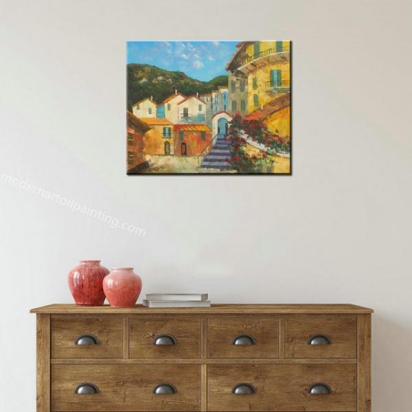 Mediterranean Sea Garden Oil Painting on Canvas for Home Decor Europeanism Landscape Wall Art for Dining Room Decoration