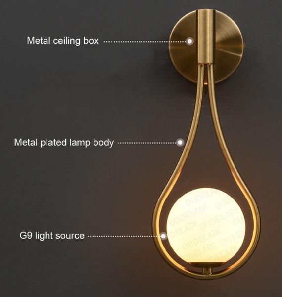 Mdern Glass ball wall scones bedside Bedroom Brass Gold Color Minimalist wall lamp (WH-OR-12）