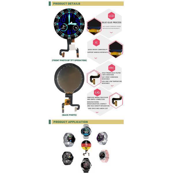 Round IPS 1.28inch TFT LCD Displays For Watch Medical Equipment