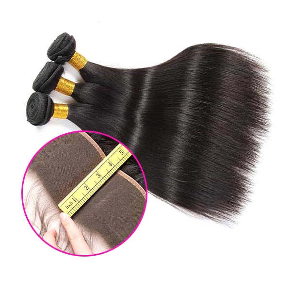 8A Real Indian Human Hair Extensions 3 Piece Lace Frontal Full Cuticle Aligned
