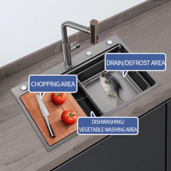 Nano Silver Single Slot Stainless Steel Kitchen Sink Inner Basin Size 660*405mm