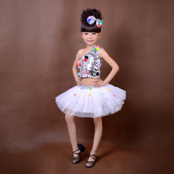 New style girl's sequins jazz performance stage dance costumes bitter fleabane gauze skirt
