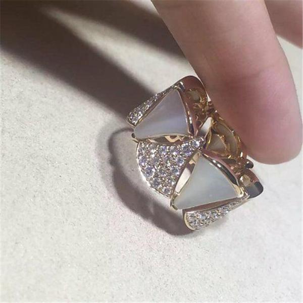 Luxury jewe factory divas' dream  series ring 18k white gold yellow gold rose gold diamond fritillaria ring