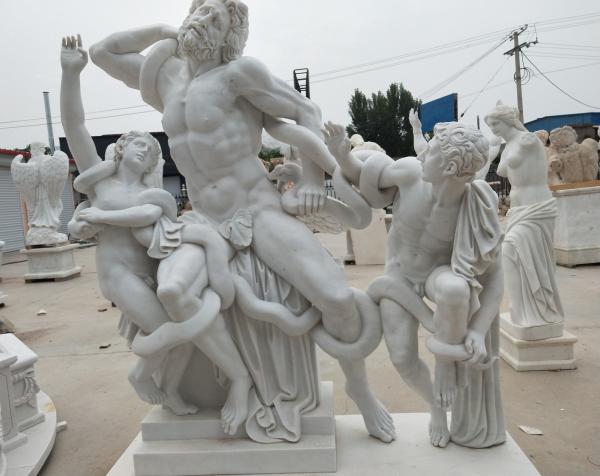 Museum exhibition marble sculptures Laocoon replica stone statue,stone carving supplier