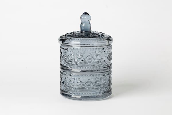 Smoky 2 Tier Stackable Glass Apothecary Jars 7.68 Inch For Candy Cookie