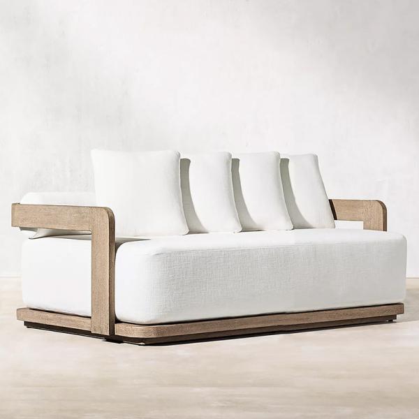 Sun Poolside Daybed Outdoor Furniture Set Teak Wooden High End Modern Sofa for Garden