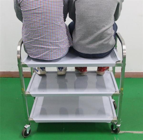 3 Layers Stainless Steel Storage Shelves Hand Trolley Cart Supermarket Equipment