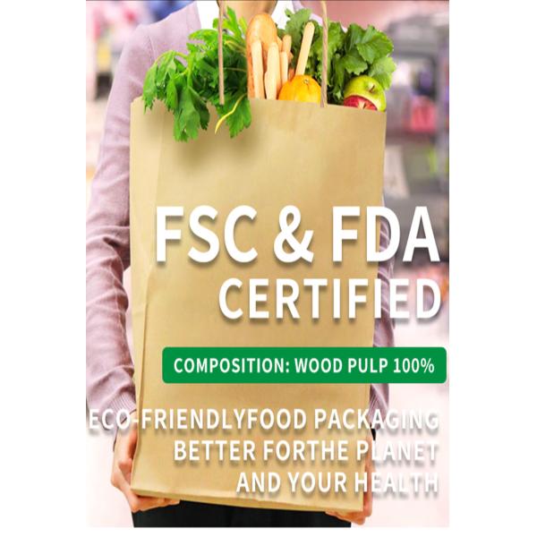 Bolsas de papel de vegetales impresas a medida Bolsas de papel biodegradables para supermercados